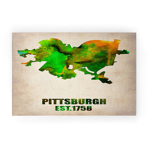 Naxart Pittsburgh Watercolor Map Welcome Mat