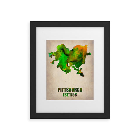 Naxart Pittsburgh Watercolor Map Framed Art Print