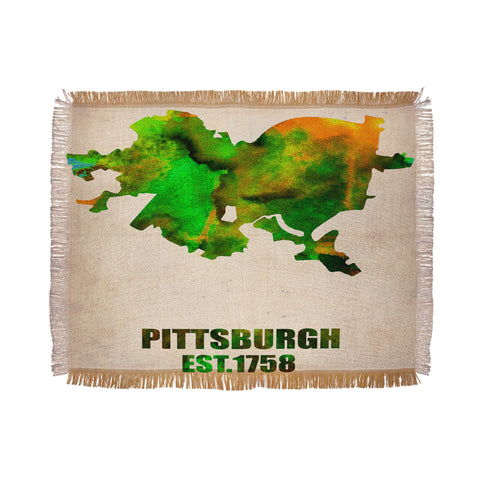 Naxart Pittsburgh Watercolor Map Throw Blanket