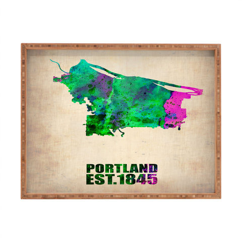 Naxart Portland Watercolor Map Rectangular Tray
