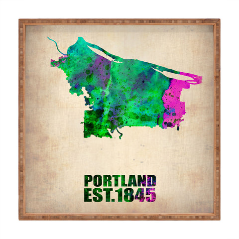 Naxart Portland Watercolor Map Square Tray