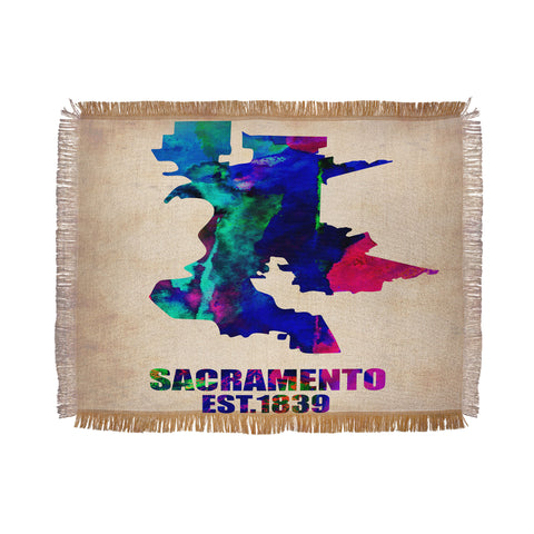 Naxart Sacramento Watercolor Map Throw Blanket