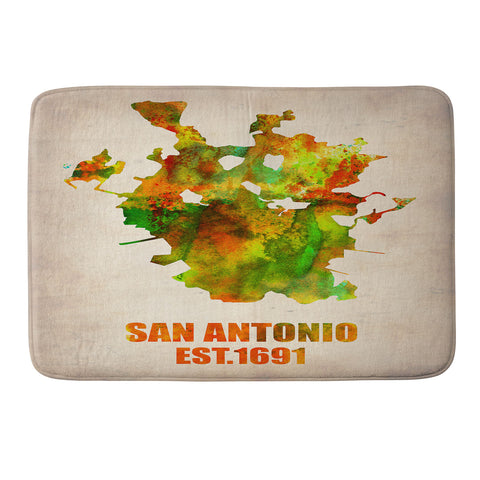 Naxart San Antonio Watercolor Map Memory Foam Bath Mat