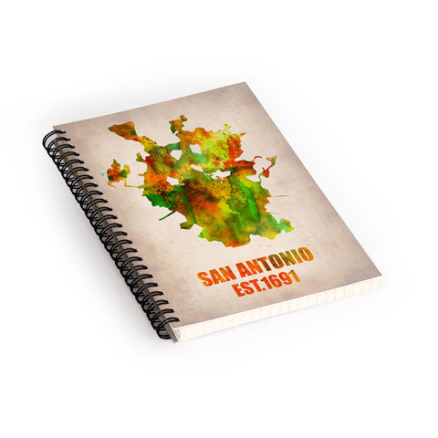Naxart San Antonio Watercolor Map Spiral Notebook