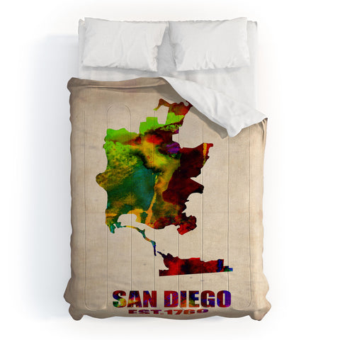 Naxart San Diego Watercolor Map Comforter