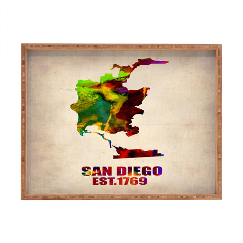 Naxart San Diego Watercolor Map Rectangular Tray