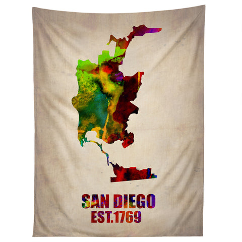 Naxart San Diego Watercolor Map Tapestry