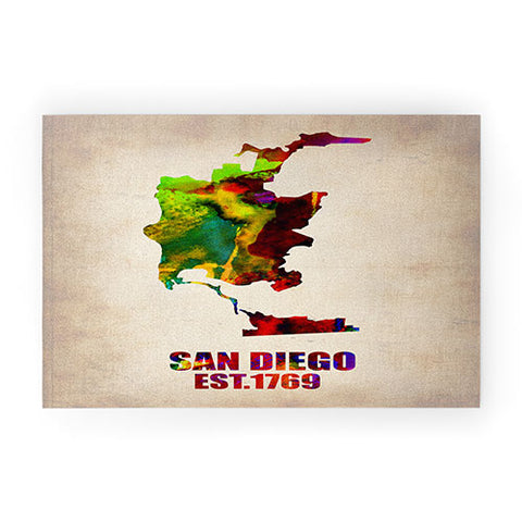 Naxart San Diego Watercolor Map Welcome Mat