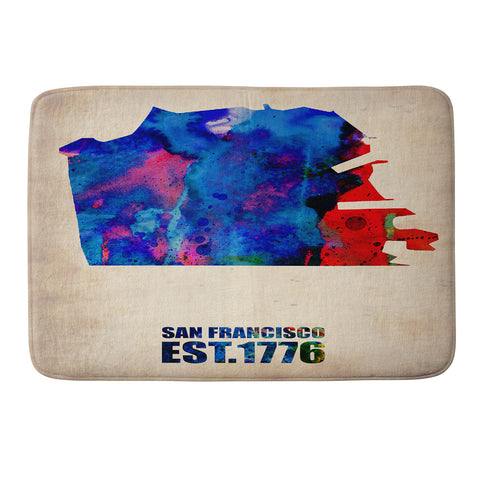 Naxart San Francisco Watercolor Map Memory Foam Bath Mat