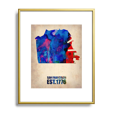Naxart San Francisco Watercolor Map Metal Framed Art Print