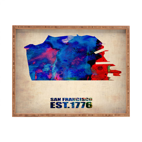 Naxart San Francisco Watercolor Map Rectangular Tray