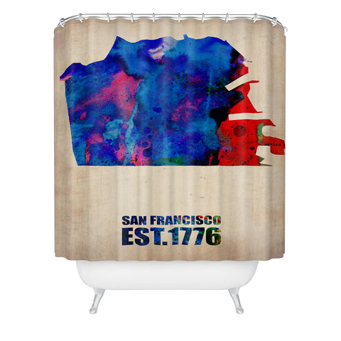Naxart San Francisco Watercolor Map Shower Curtain