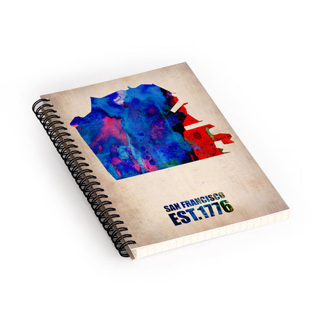 Naxart San Francisco Watercolor Map Spiral Notebook