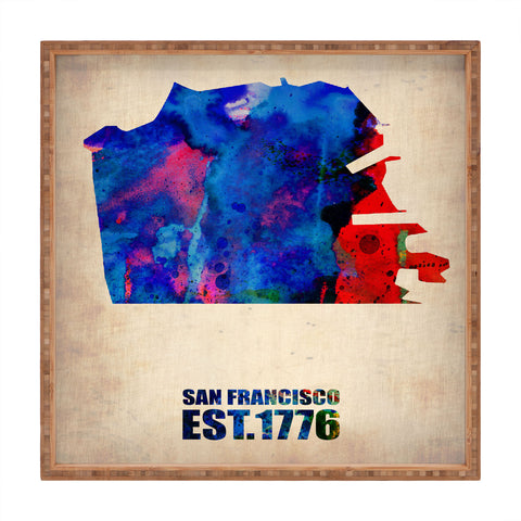 Naxart San Francisco Watercolor Map Square Tray