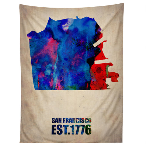 Naxart San Francisco Watercolor Map Tapestry