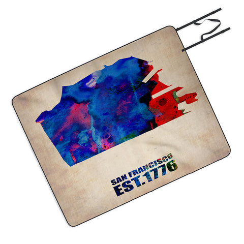 Naxart San Francisco Watercolor Map Picnic Blanket