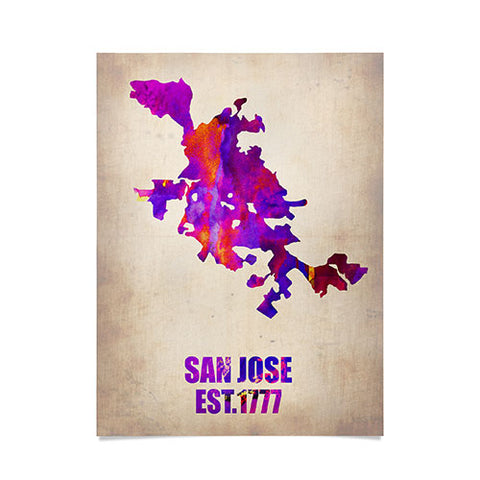 Naxart San Jose Watercolor Map Poster