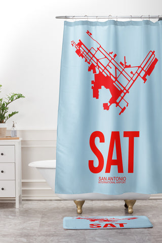 Naxart SAT San Antonio Poster Shower Curtain And Mat