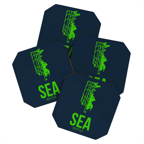 Naxart SEA Seattle Poster 2 Coaster Set