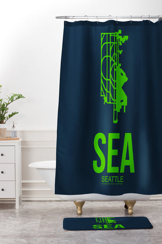 Naxart SEA Seattle Poster 2 Shower Curtain And Mat