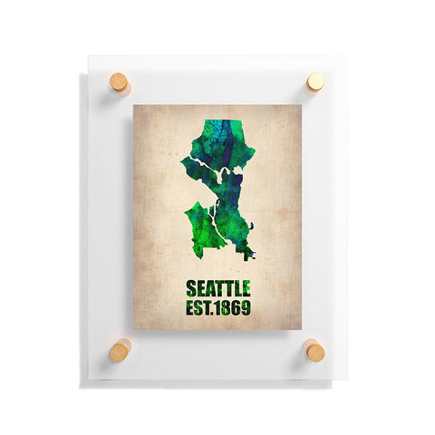 Naxart Seattle Watercolor Map Floating Acrylic Print