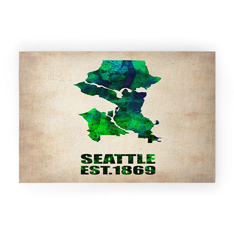 Naxart Seattle Watercolor Map Welcome Mat