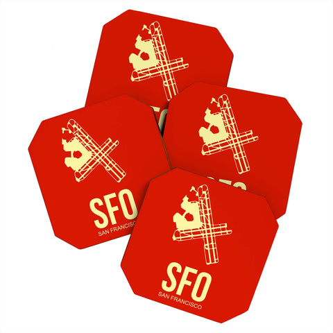 Naxart SFO San Francisco Poster 2 Coaster Set