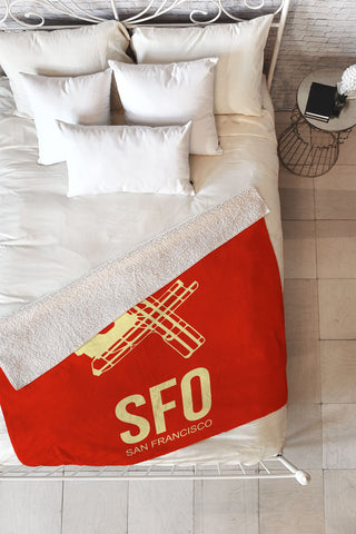 Naxart SFO San Francisco Poster 2 Fleece Throw Blanket