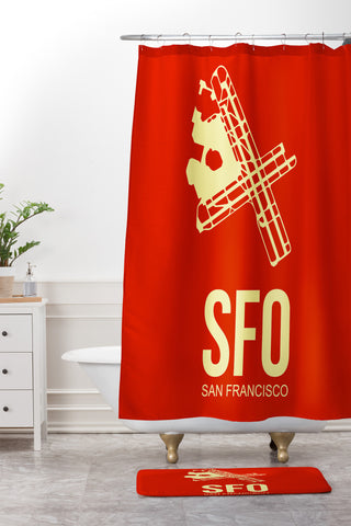 Naxart SFO San Francisco Poster 2 Shower Curtain And Mat