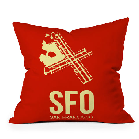 Naxart SFO San Francisco Poster 2 Throw Pillow