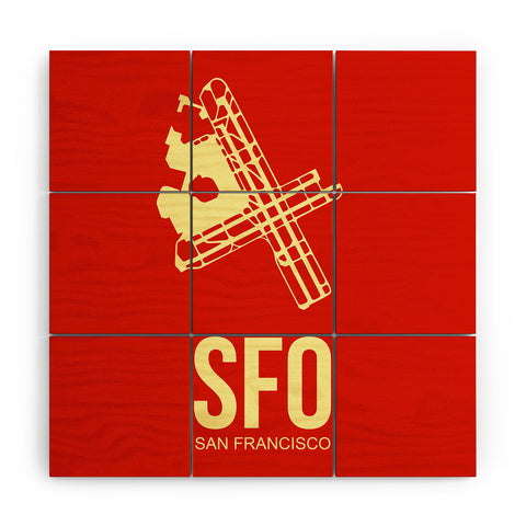 Naxart SFO San Francisco Poster 2 Wood Wall Mural