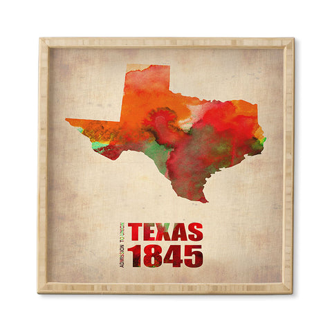 Naxart Texas Watercolor Map Framed Wall Art