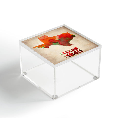 Naxart Texas Watercolor Map Acrylic Box