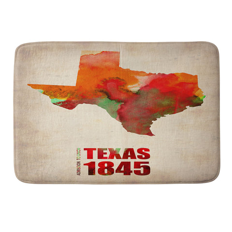 Naxart Texas Watercolor Map Memory Foam Bath Mat