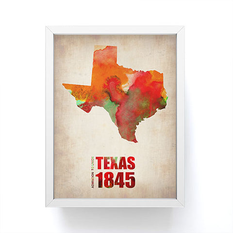 Naxart Texas Watercolor Map Framed Mini Art Print