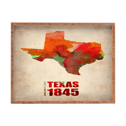 Naxart Texas Watercolor Map Rectangular Tray