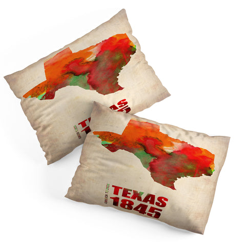 Naxart Texas Watercolor Map Pillow Shams