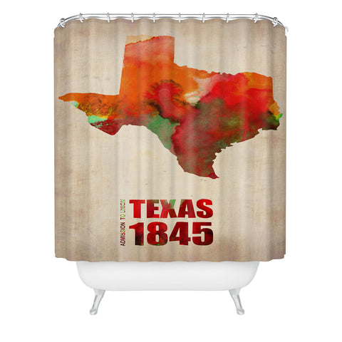 Naxart Texas Watercolor Map Shower Curtain