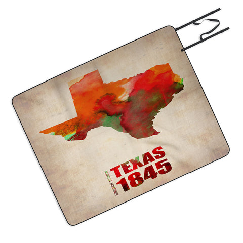 Naxart Texas Watercolor Map Picnic Blanket