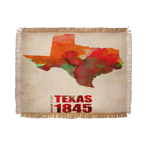 Naxart Texas Watercolor Map Throw Blanket