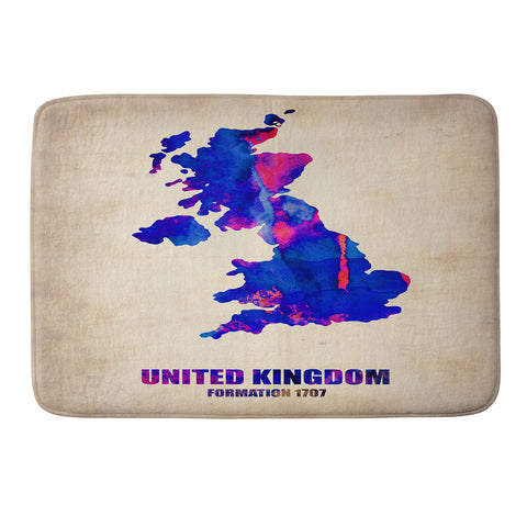 Naxart United Kingdom Watercolor Map Memory Foam Bath Mat