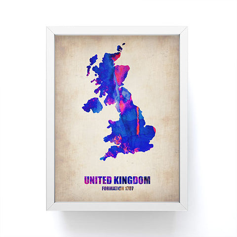 Naxart United Kingdom Watercolor Map Framed Mini Art Print