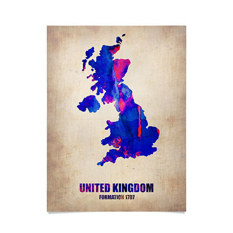 Naxart United Kingdom Watercolor Map Poster