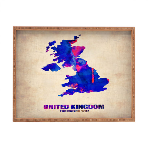 Naxart United Kingdom Watercolor Map Rectangular Tray