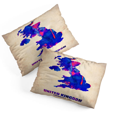 Naxart United Kingdom Watercolor Map Pillow Shams