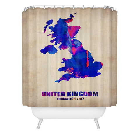 Naxart United Kingdom Watercolor Map Shower Curtain