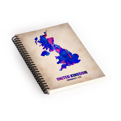 Naxart United Kingdom Watercolor Map Spiral Notebook