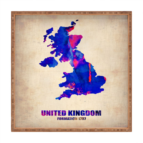 Naxart United Kingdom Watercolor Map Square Tray