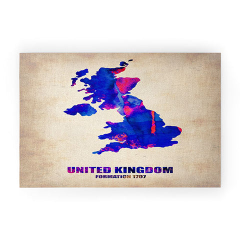 Naxart United Kingdom Watercolor Map Welcome Mat