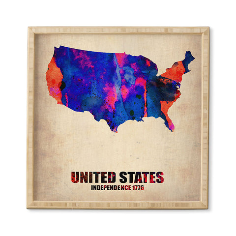 Naxart USA Watercolor Map 1 Framed Wall Art